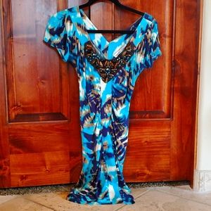 Andrea Behar for Boston Proper Blue print dress